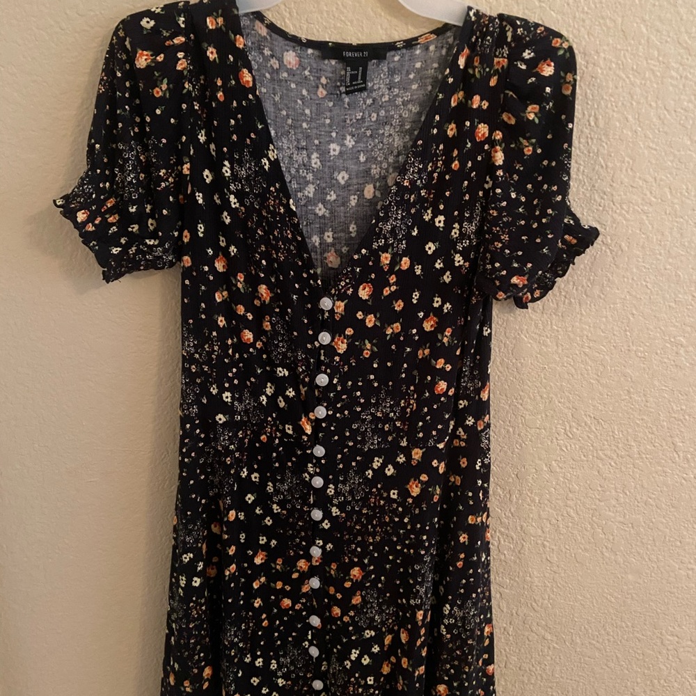 Forever 21 Floral Button Mini Dress